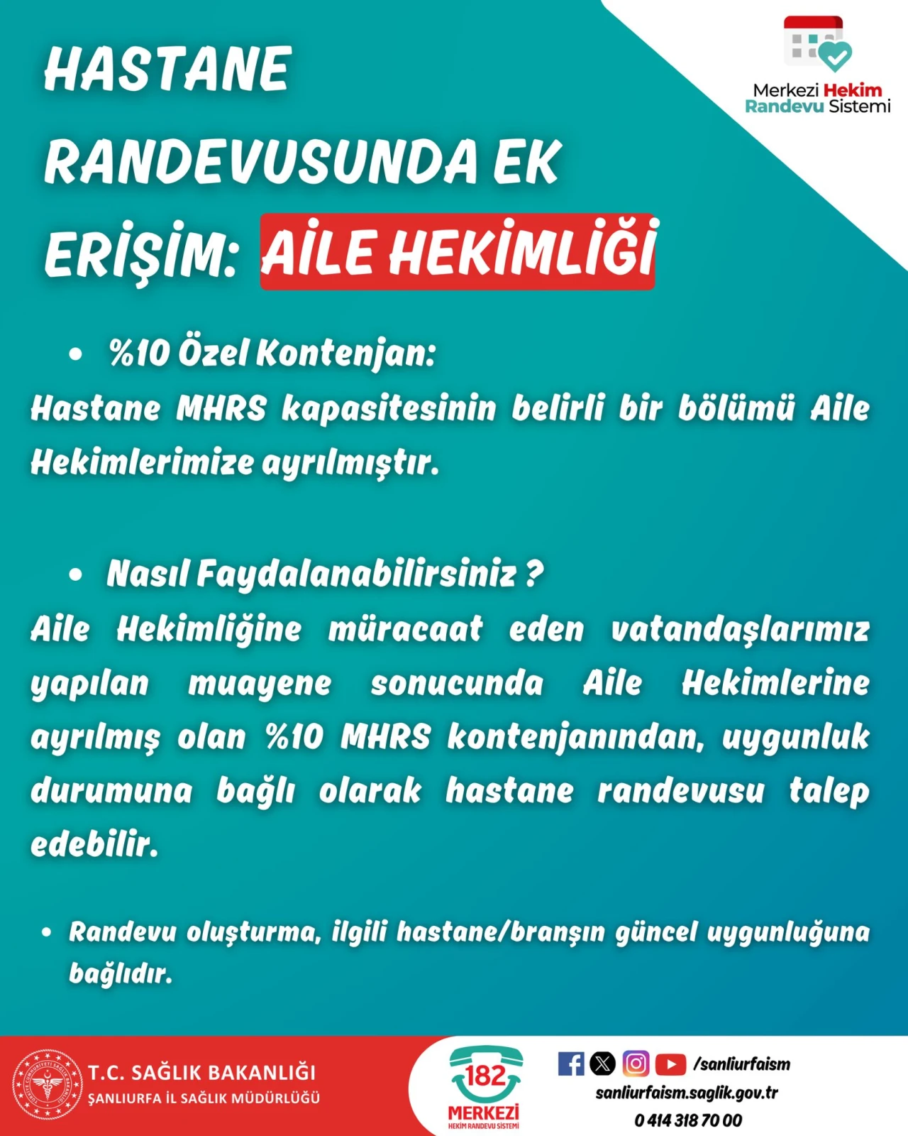 Hastane Randevularında Aile Hekimliği ile Ek Erişim İmkânı