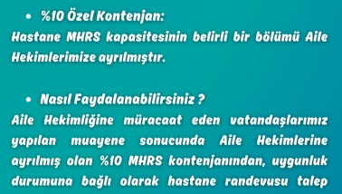 Hastane Randevularında Aile Hekimliği ile Ek Erişim İmkânı
