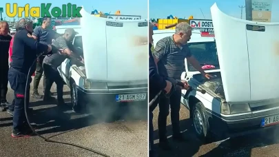 Siverek'te seyir halindeki araç aniden alev topuna döndü!