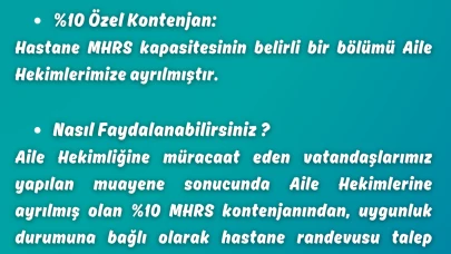 Hastane Randevularında Aile Hekimliği ile Ek Erişim İmkânı