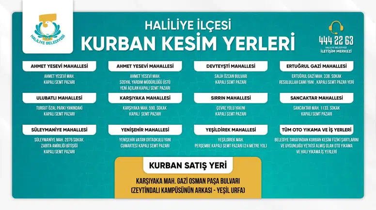 Haliliye’de Kurban Satış Ve Kesim Yerleri Belirlendi